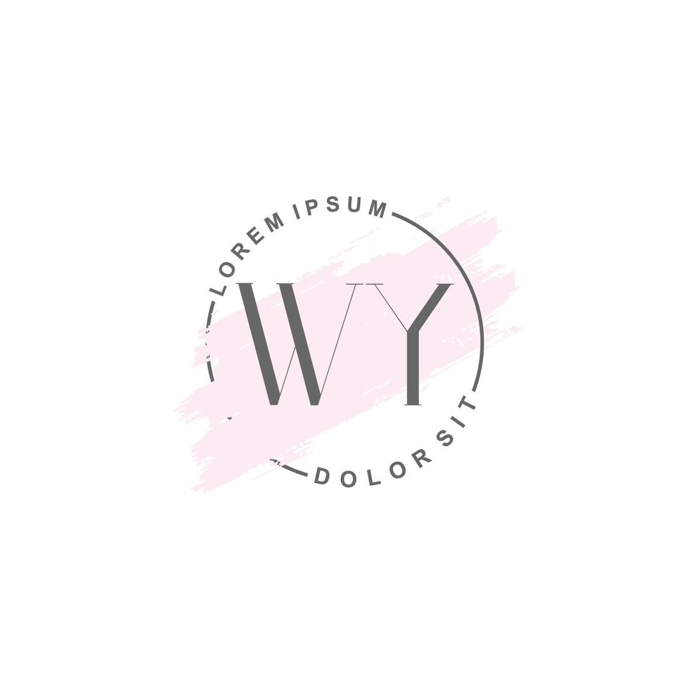 logotipo inicial minimalista wy con pincel, logotipo inicial para firma, boda, moda. vector