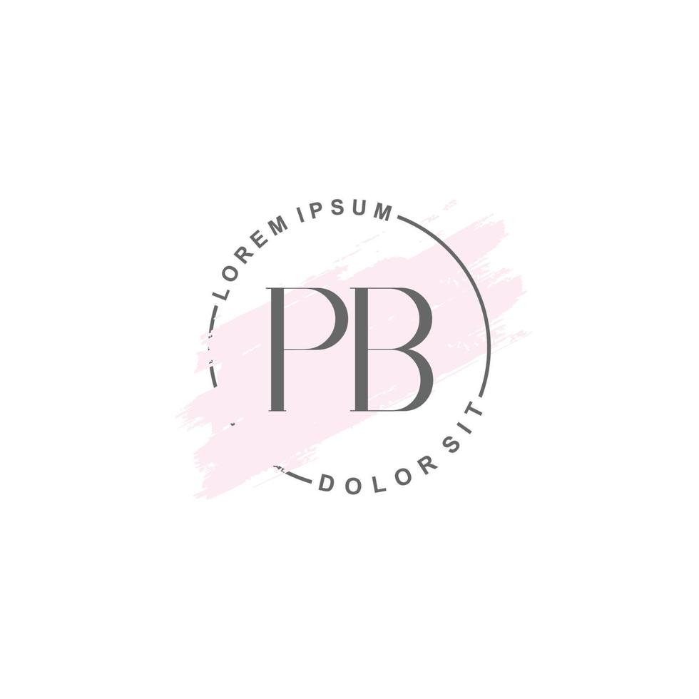 logotipo minimalista pb inicial con pincel, logotipo inicial para firma, boda, moda. vector