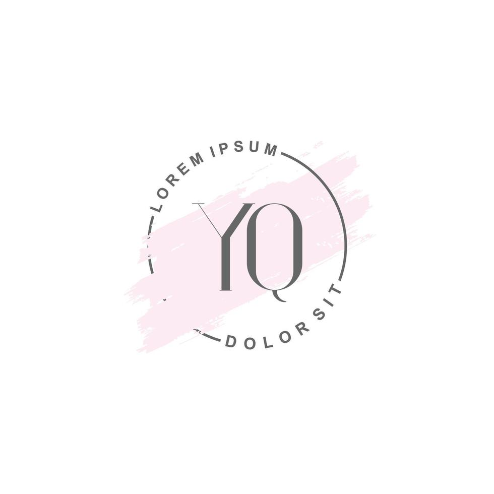 Initial YQ minimalist logo with brush, Initial logo for signature, wedding, fashion. vector