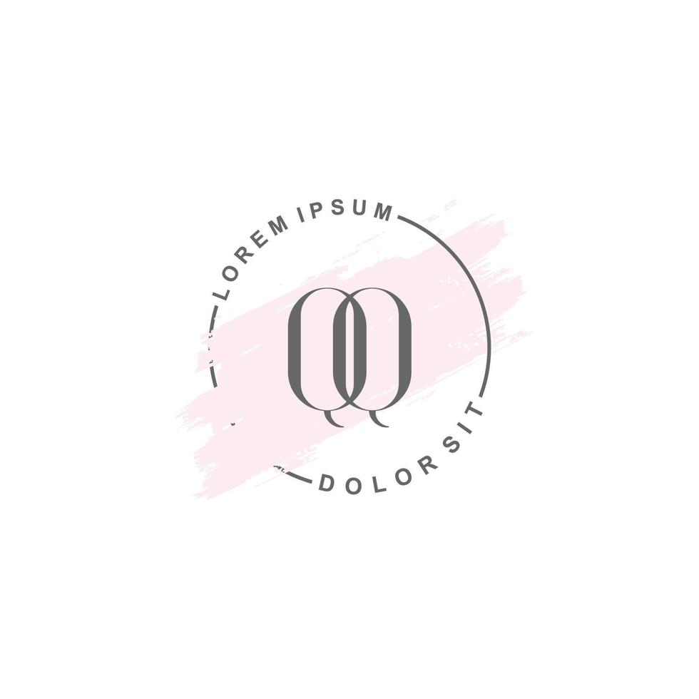 Initial QQ minimalist logo with brush, Initial logo for signature, wedding, fashion. vector