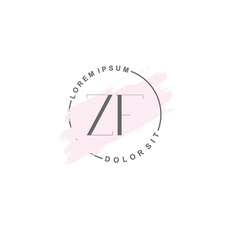 Initial ZF minimalist logo with brush, Initial logo for signature, wedding, fashion. vector