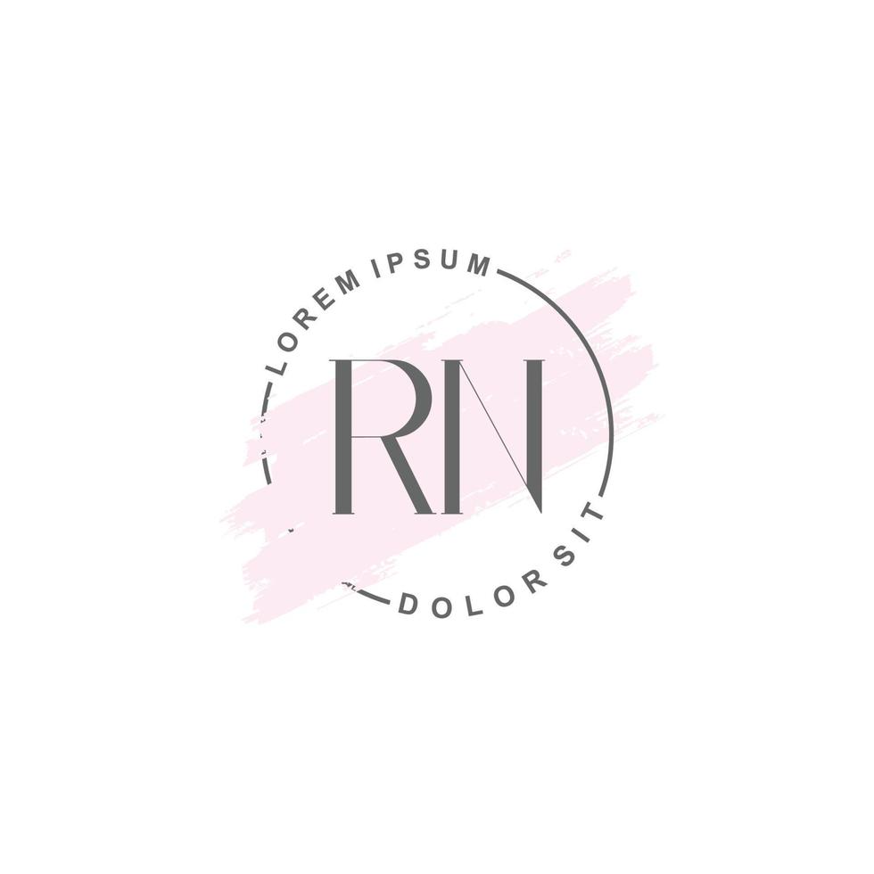 Initial RN minimalist logo with brush, Initial logo for signature, wedding, fashion. vector