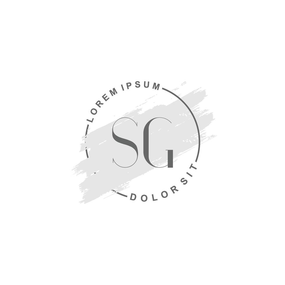 Initial SG minimalist logo with brush, Initial logo for signature, wedding, fashion. vector