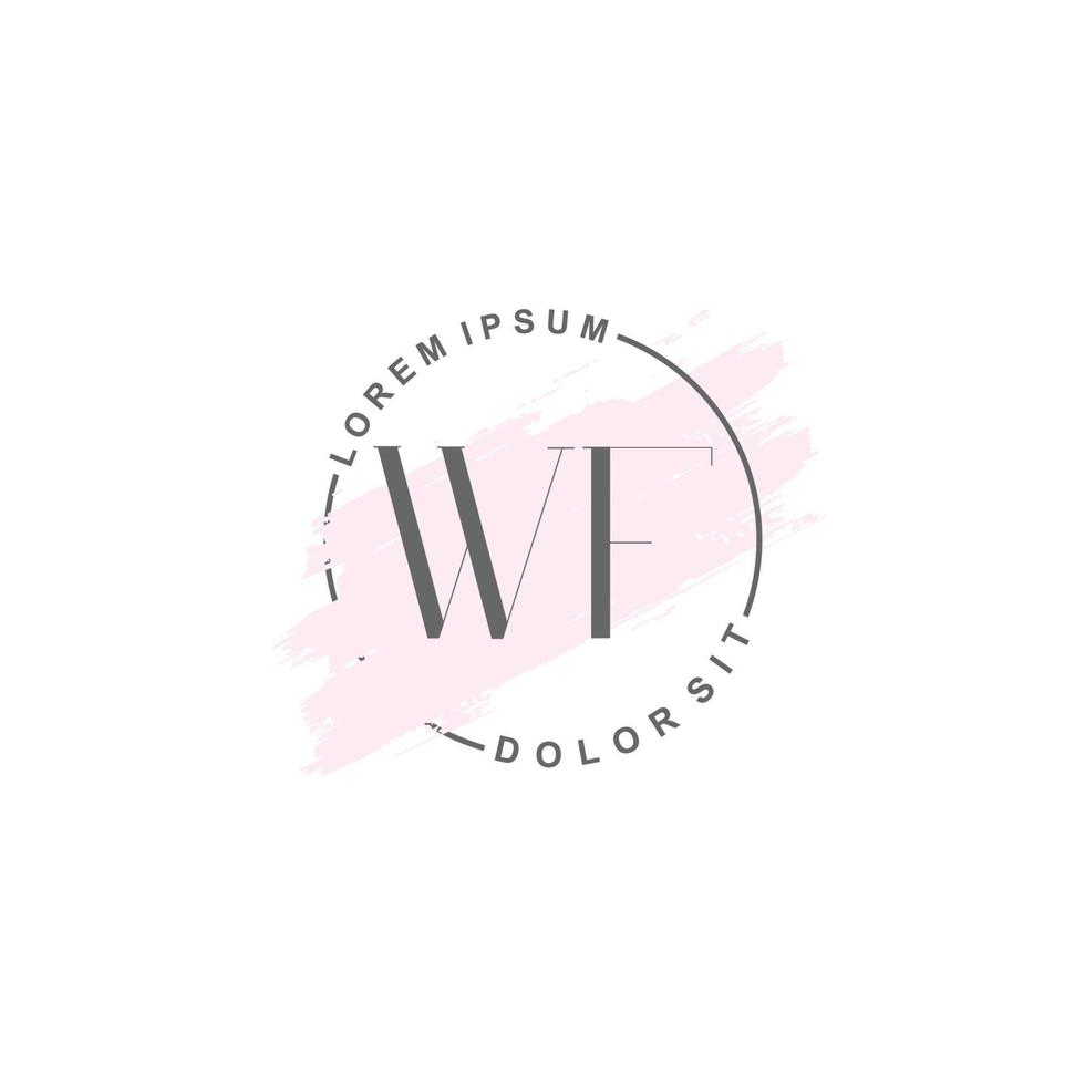 Initial WF minimalist logo with brush, Initial logo for signature, wedding, fashion. vector