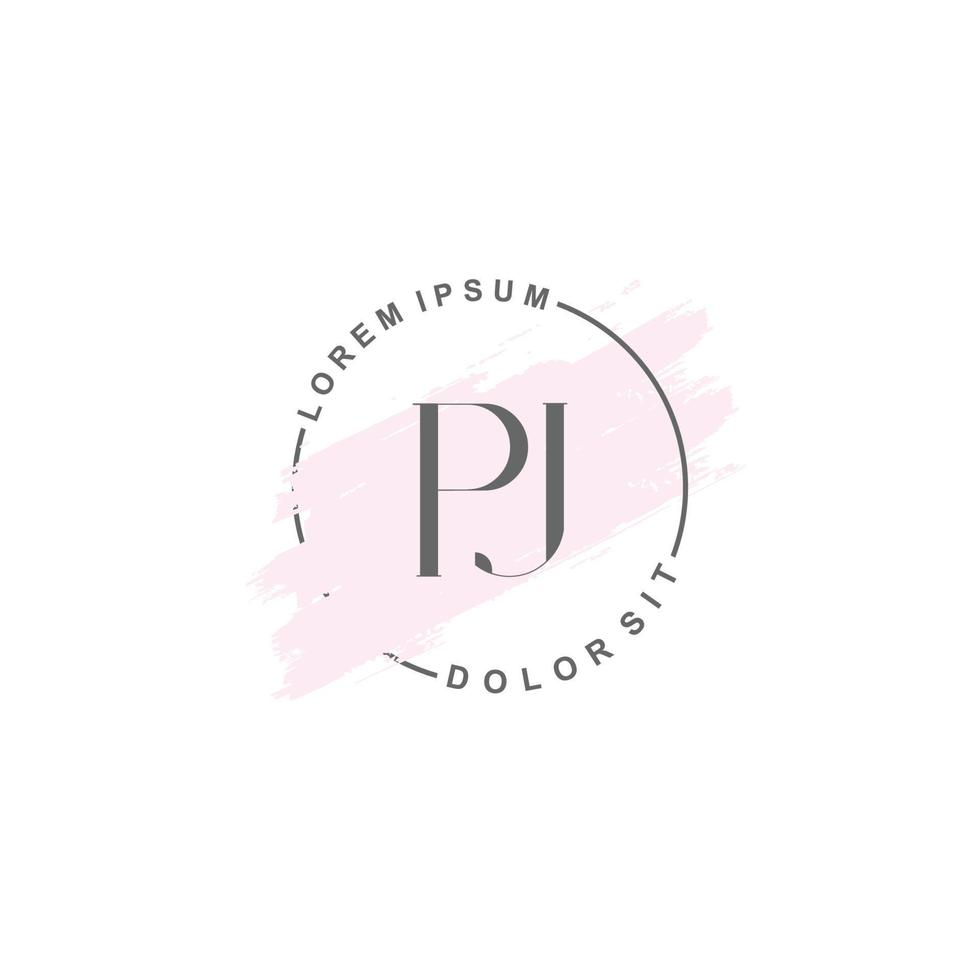 Initial PJ minimalist logo with brush, Initial logo for signature, wedding, fashion. vector