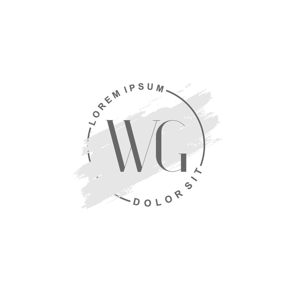 Initial WG minimalist logo with brush, Initial logo for signature, wedding, fashion. vector