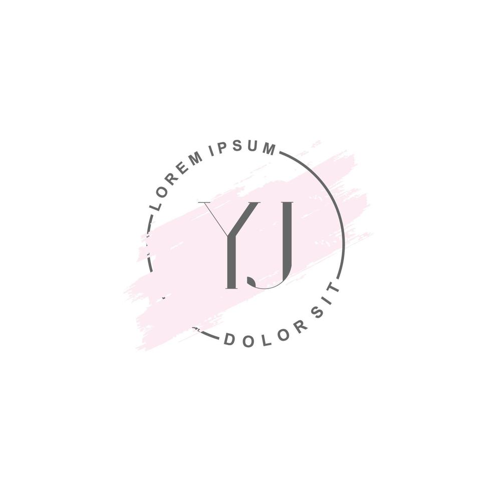 Initial YJ minimalist logo with brush, Initial logo for signature, wedding, fashion. vector