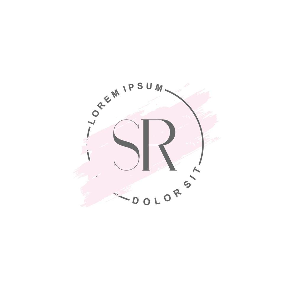 logotipo inicial sr minimalista con pincel, logotipo inicial para firma, boda, moda. vector