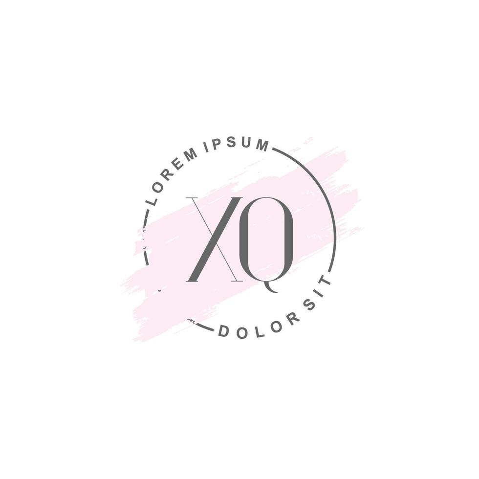 Initial XQ minimalist logo with brush, Initial logo for signature, wedding, fashion. vector