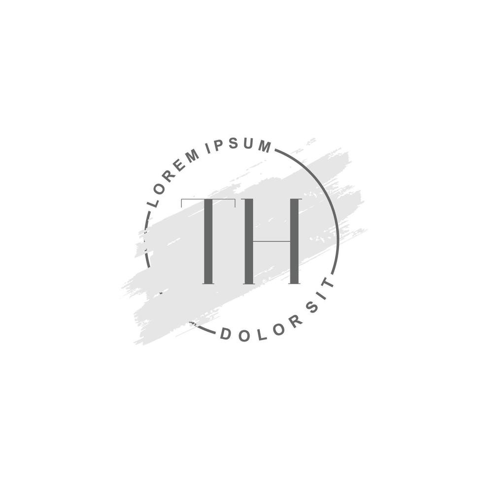 Initial TH minimalist logo with brush, Initial logo for signature, wedding, fashion. vector