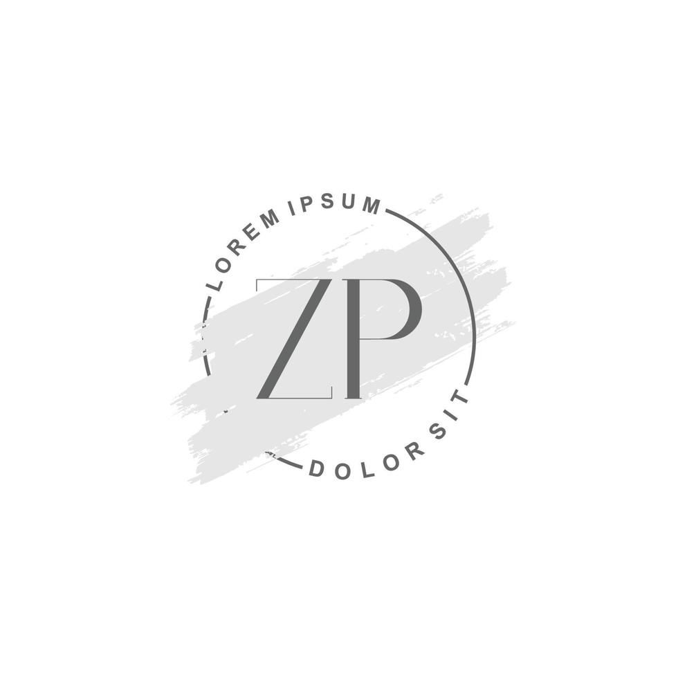 logotipo inicial minimalista zp con pincel, logotipo inicial para firma, boda, moda. vector