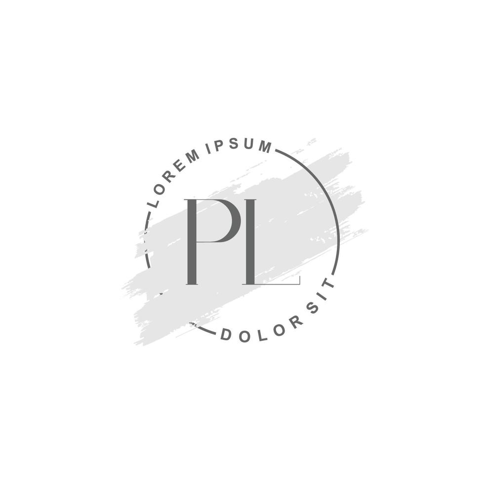 Initial PL minimalist logo with brush, Initial logo for signature, wedding, fashion. vector