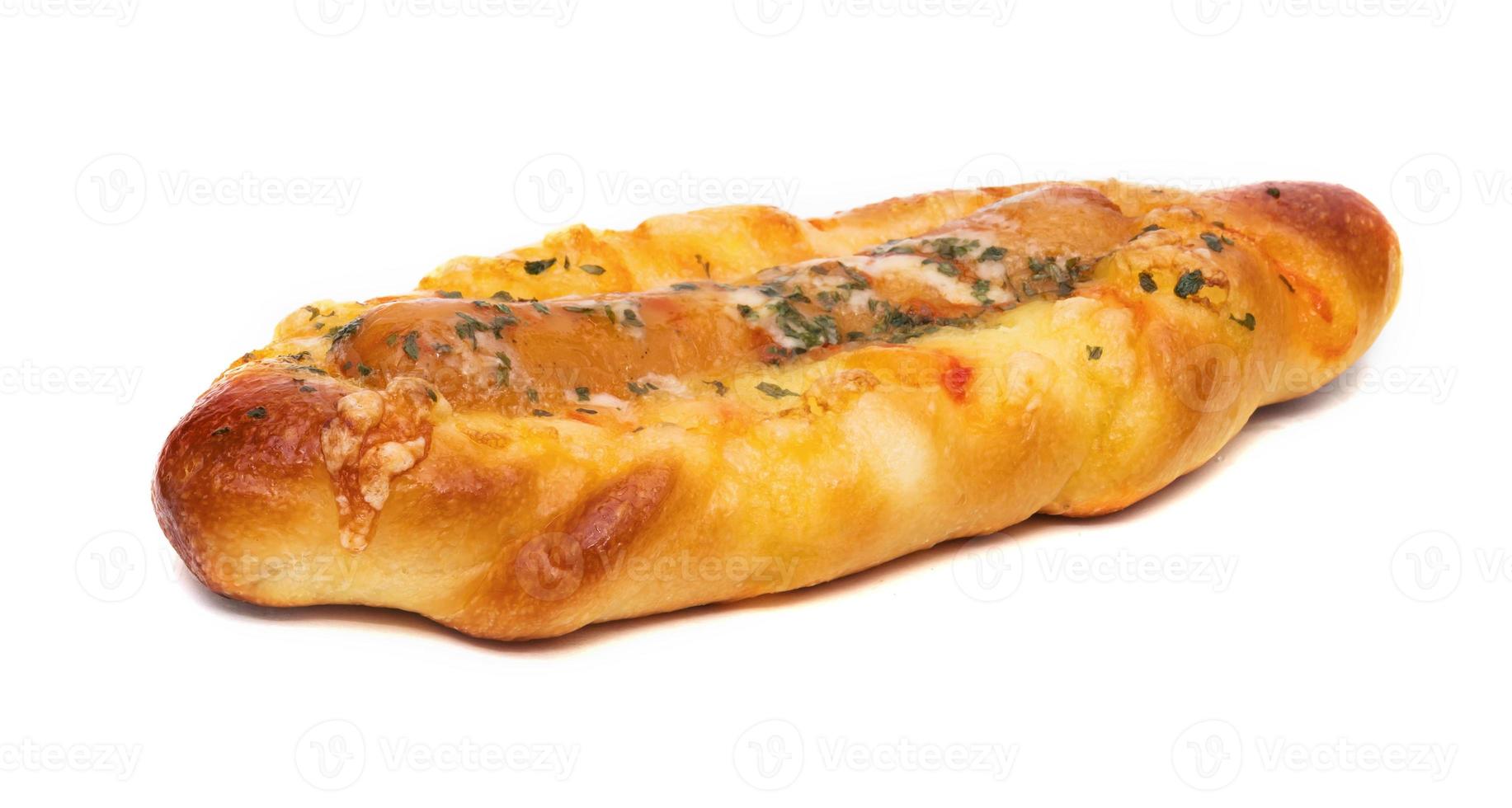 Cheese Sausage bread isolated on white background photo