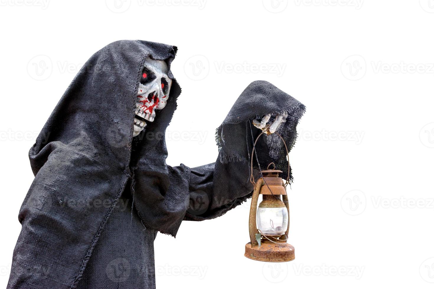 Grim Reaper isolated on white background,Halloween day,Ghost puppet photo