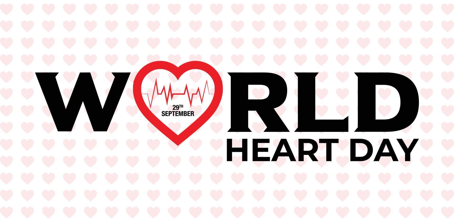 día mundial del corazón con plantilla de diseño de corazón rojo vector