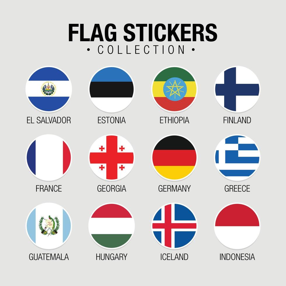 National Flags Of The World Stickers With Names vector