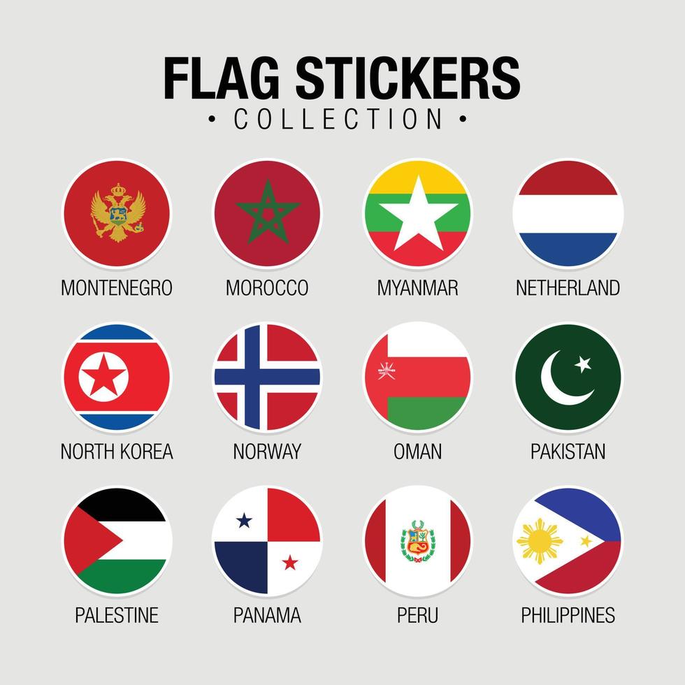 National Flags Of The World Stickers With Names 11091915 Vector Art at Vecteezy