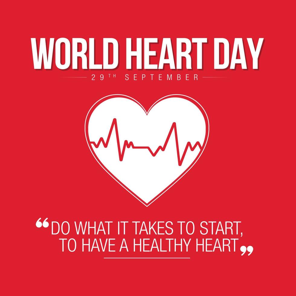 World Heart Day With Red Heart Design Template vector