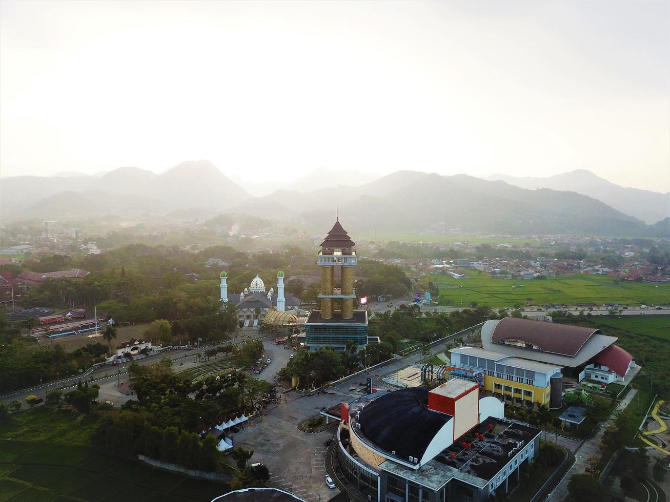 Beautiful aerial view, Sabilulungan Tower in Bandung, West Java-Indonesia. photo