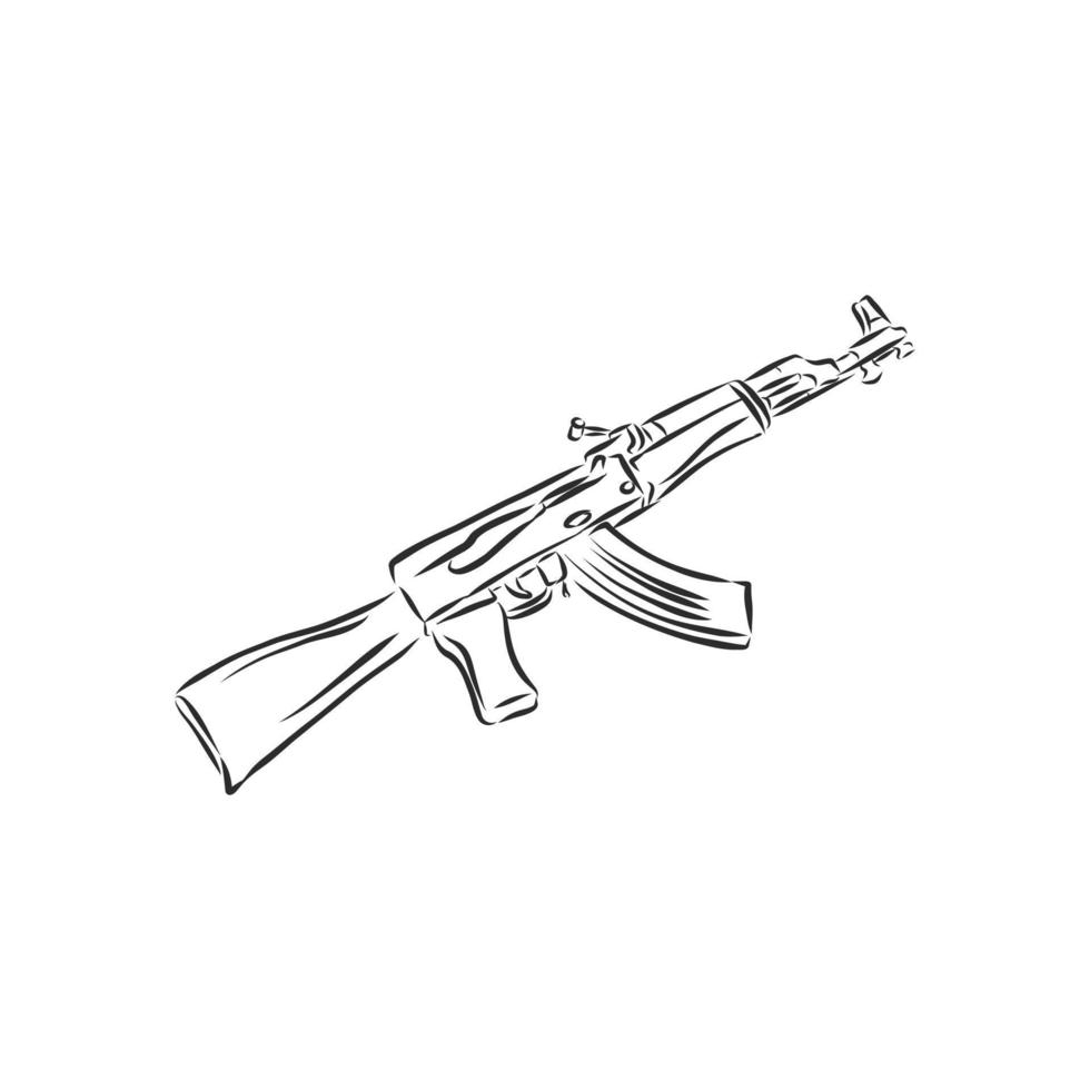 bosquejo del vector del rifle de asalto kalashnikov