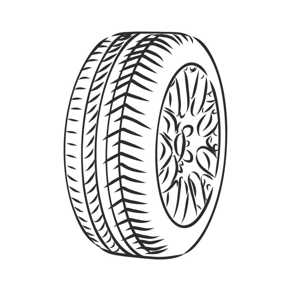 car wheel vector sketch