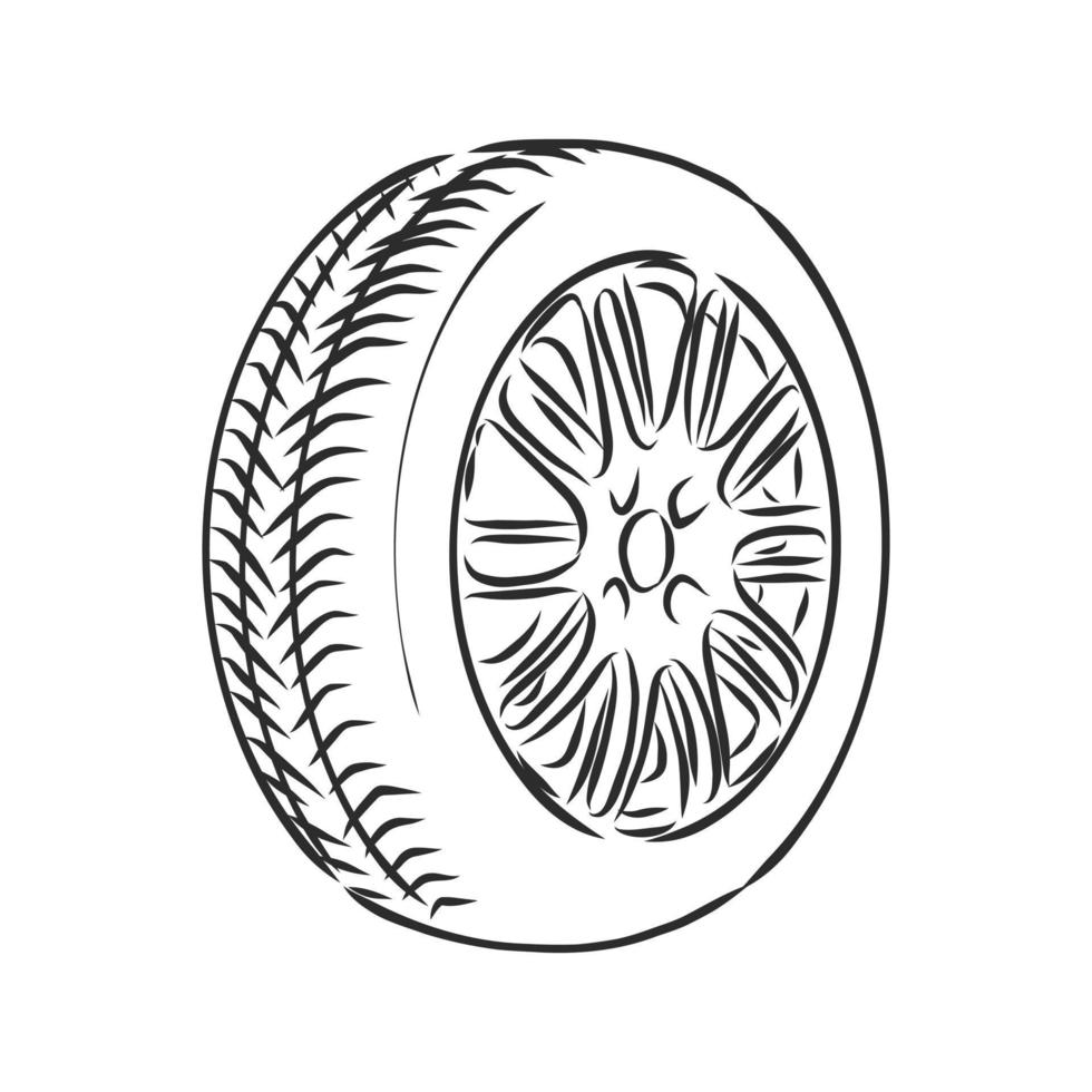 car wheel vector sketch