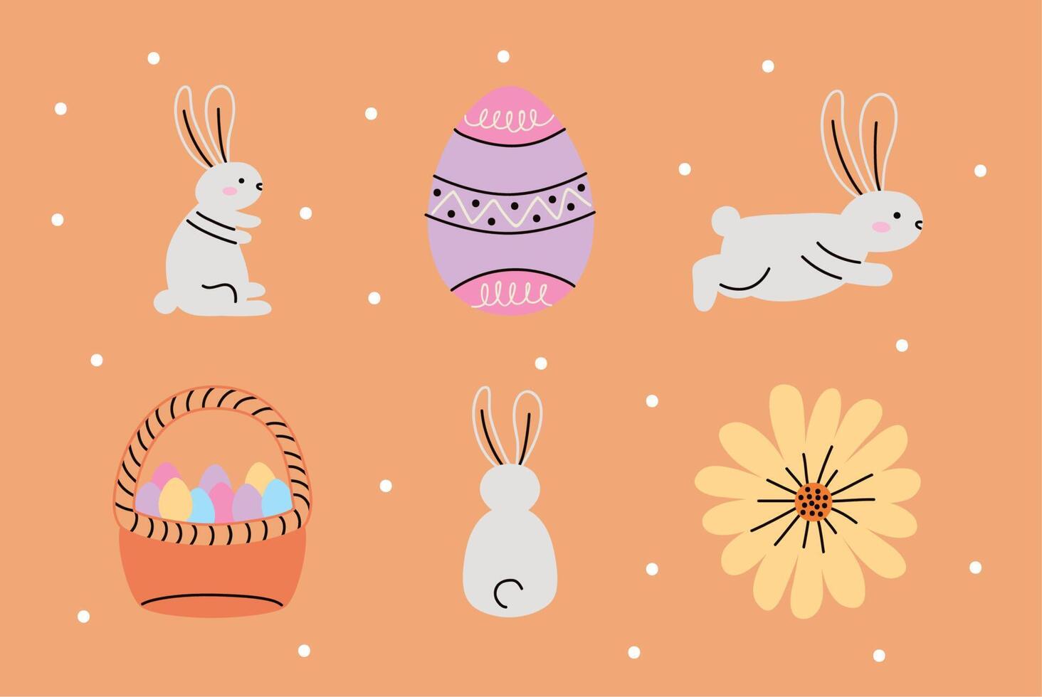 easter day six icons vector