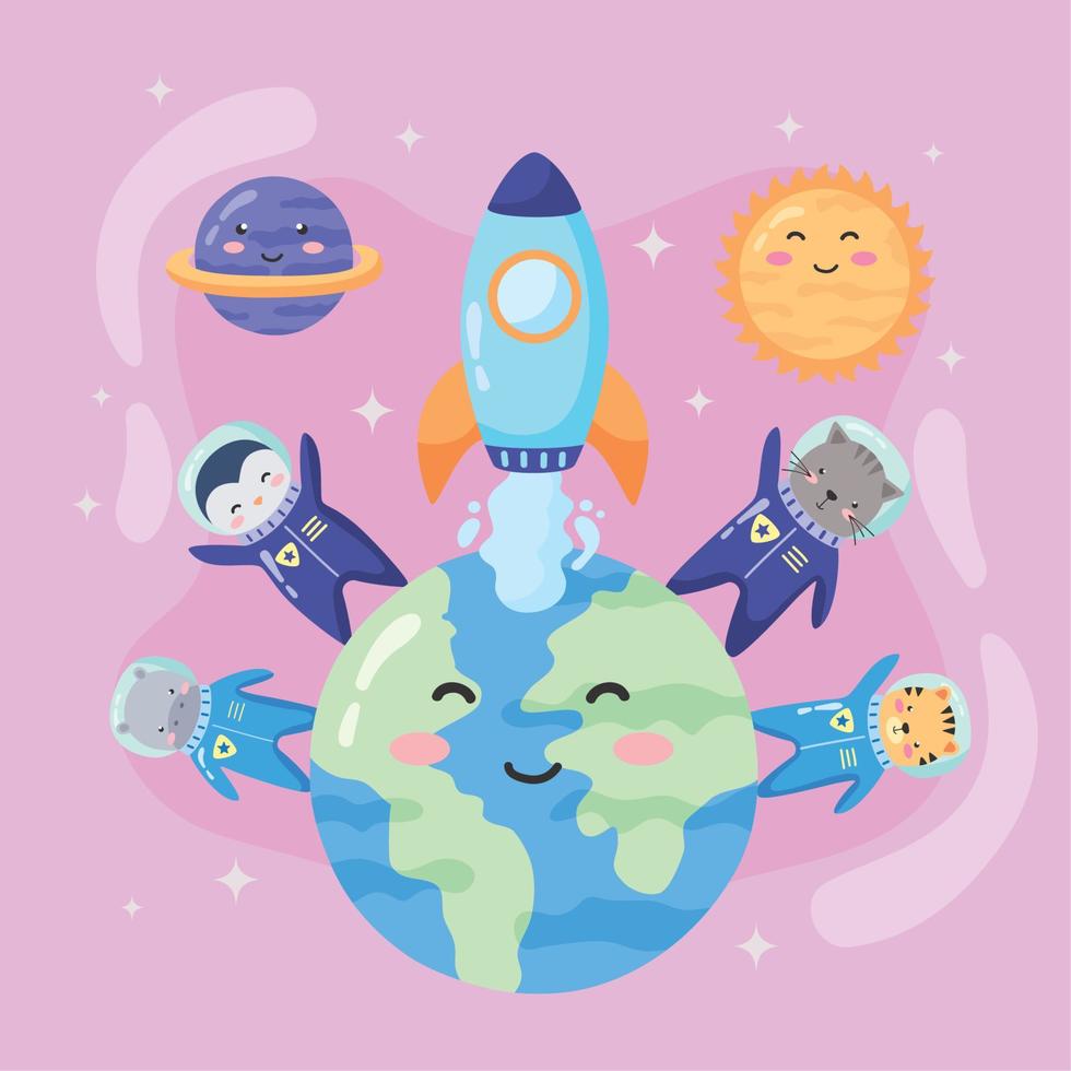 planet and space animals vector