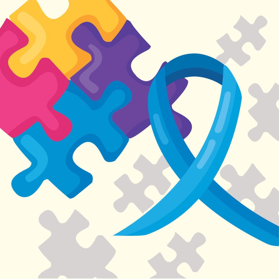 autism day ribbon campaign vector