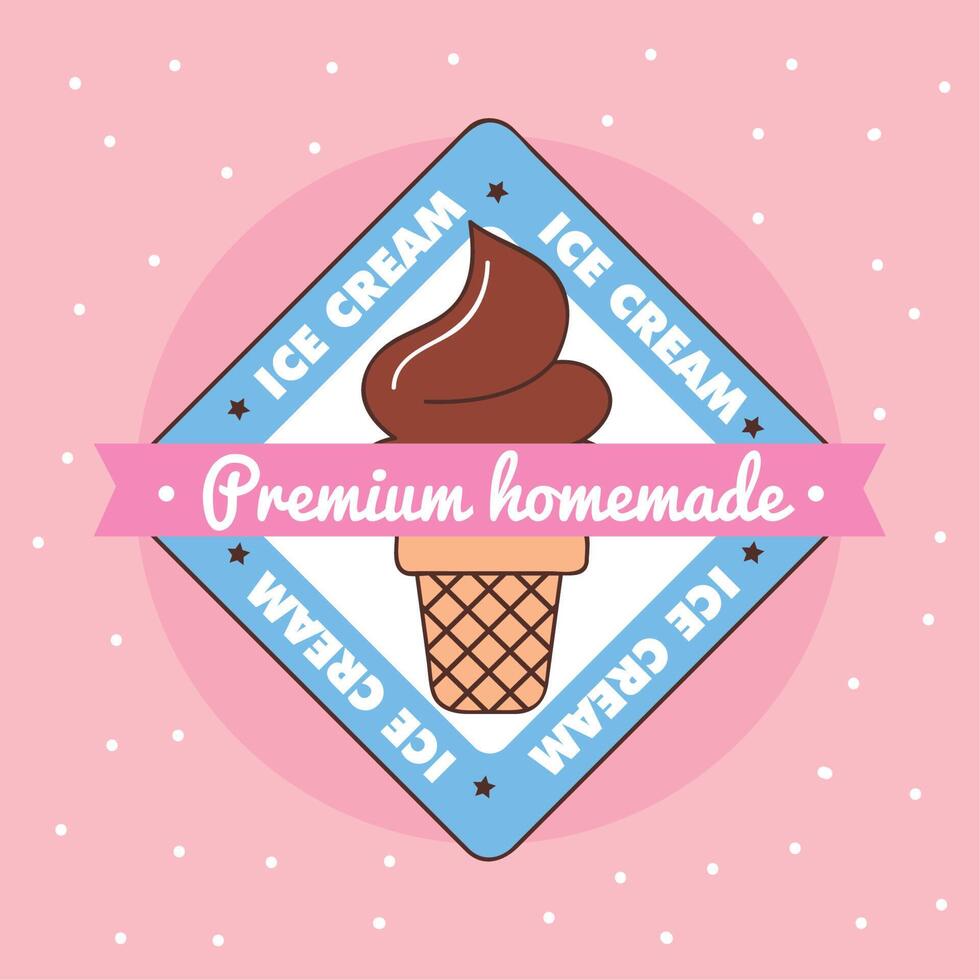 premium ice cream sticker vector