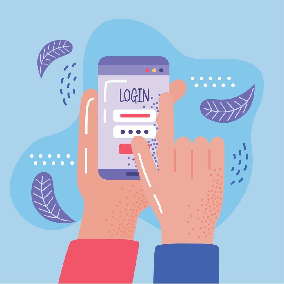 login template in cellphone vector