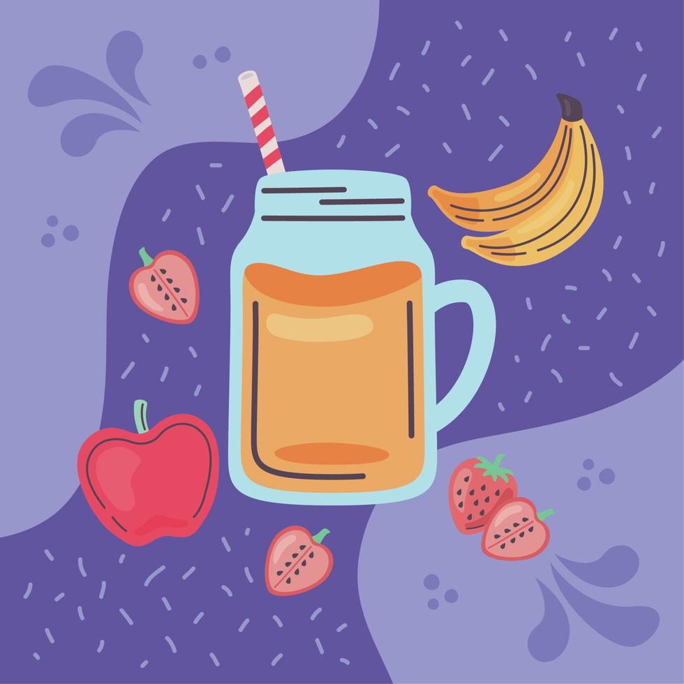 smoothie jar with fruits vector