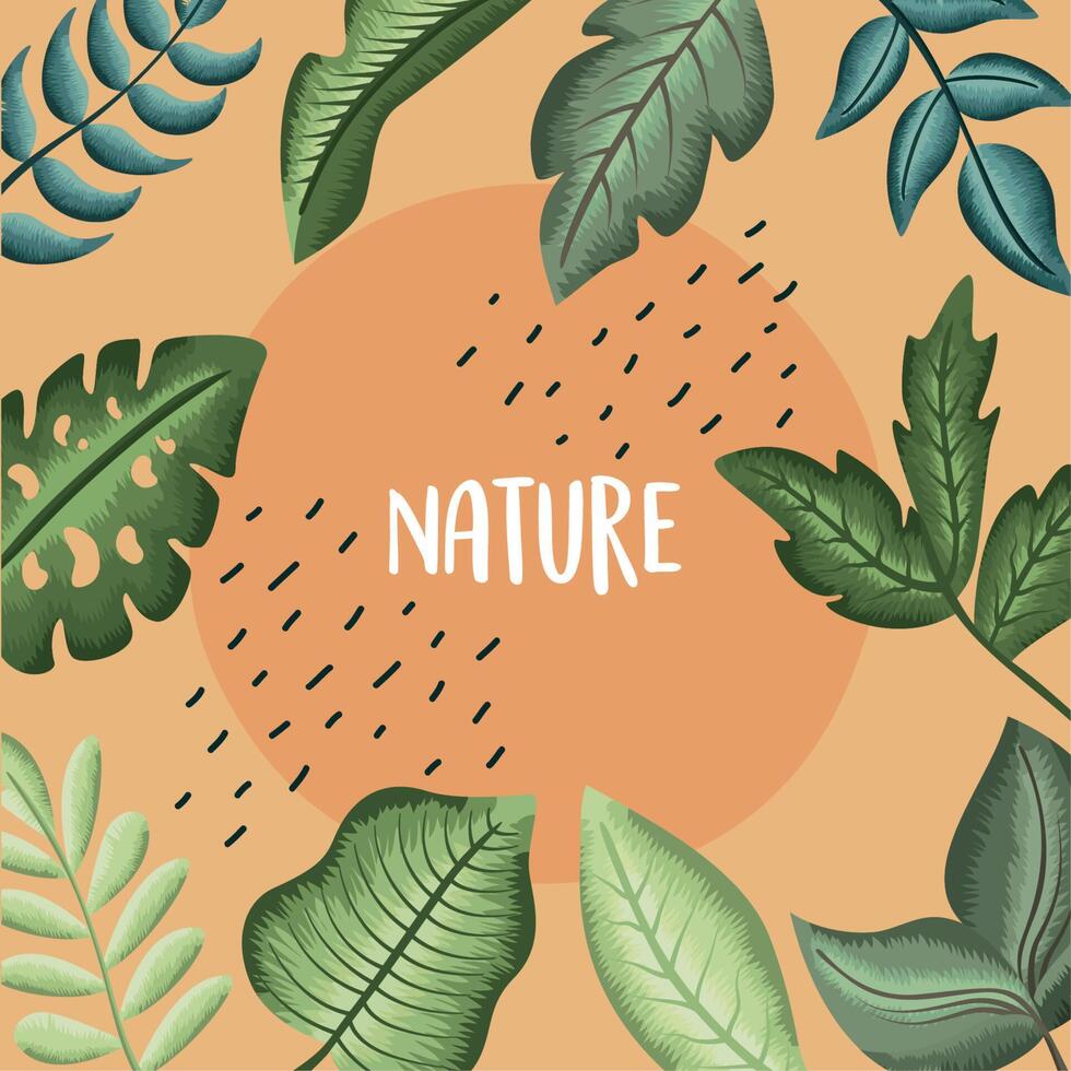 nature lettering with leafs vector