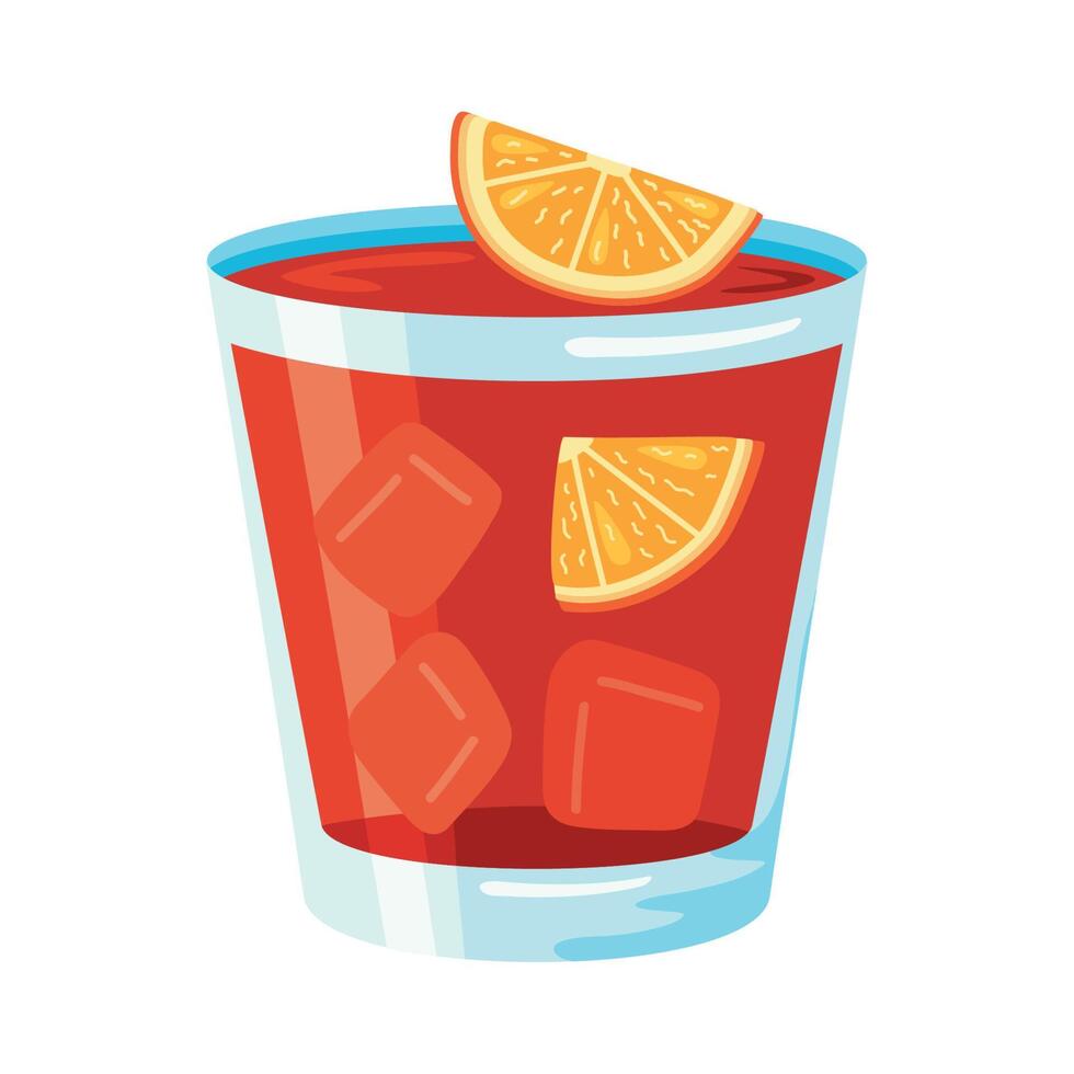 negroni cocktail cup vector