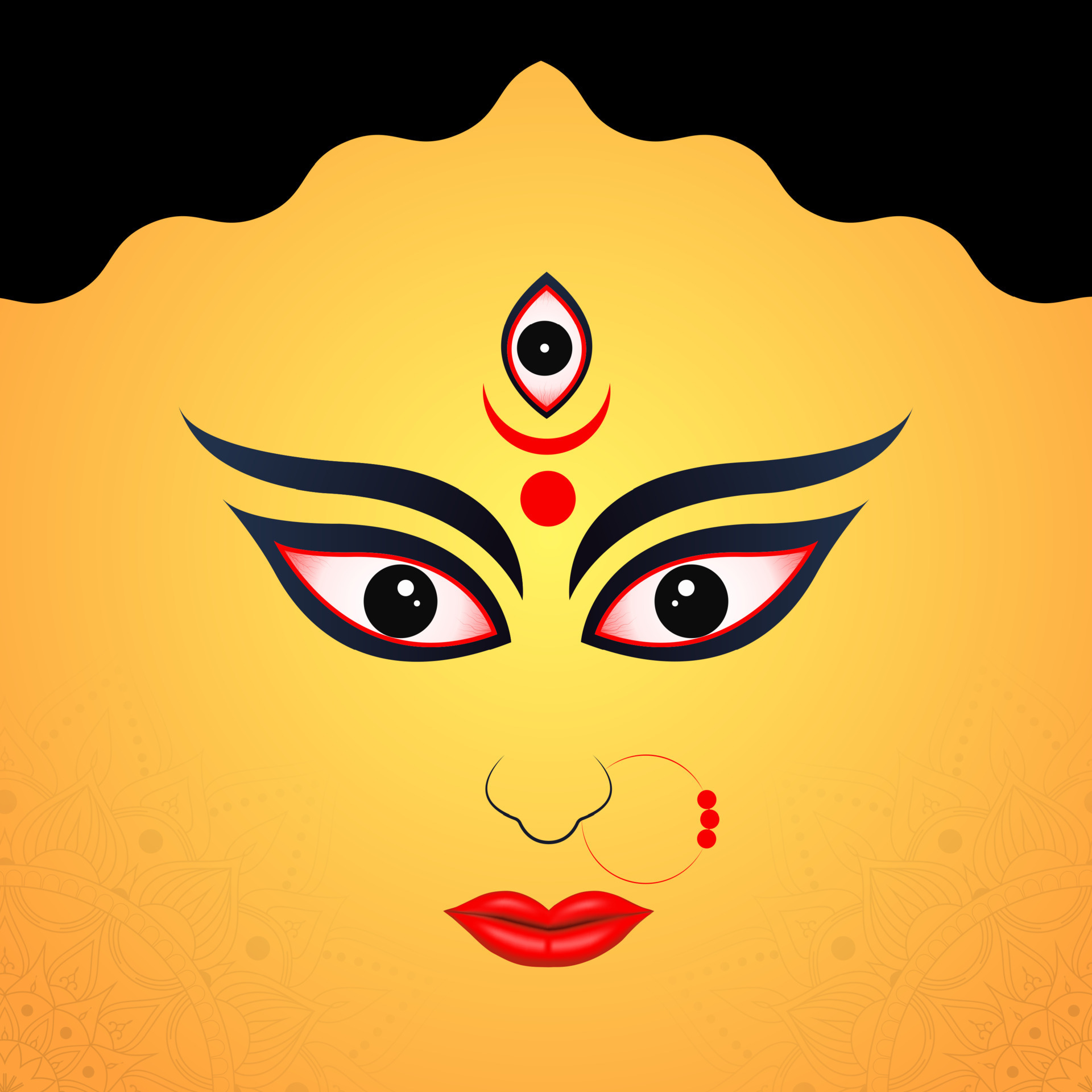 Happy Durga Puja illustrations. Durga Face. Happy Navratri. Bengali  Typography 11092313 Vector Art at Vecteezy