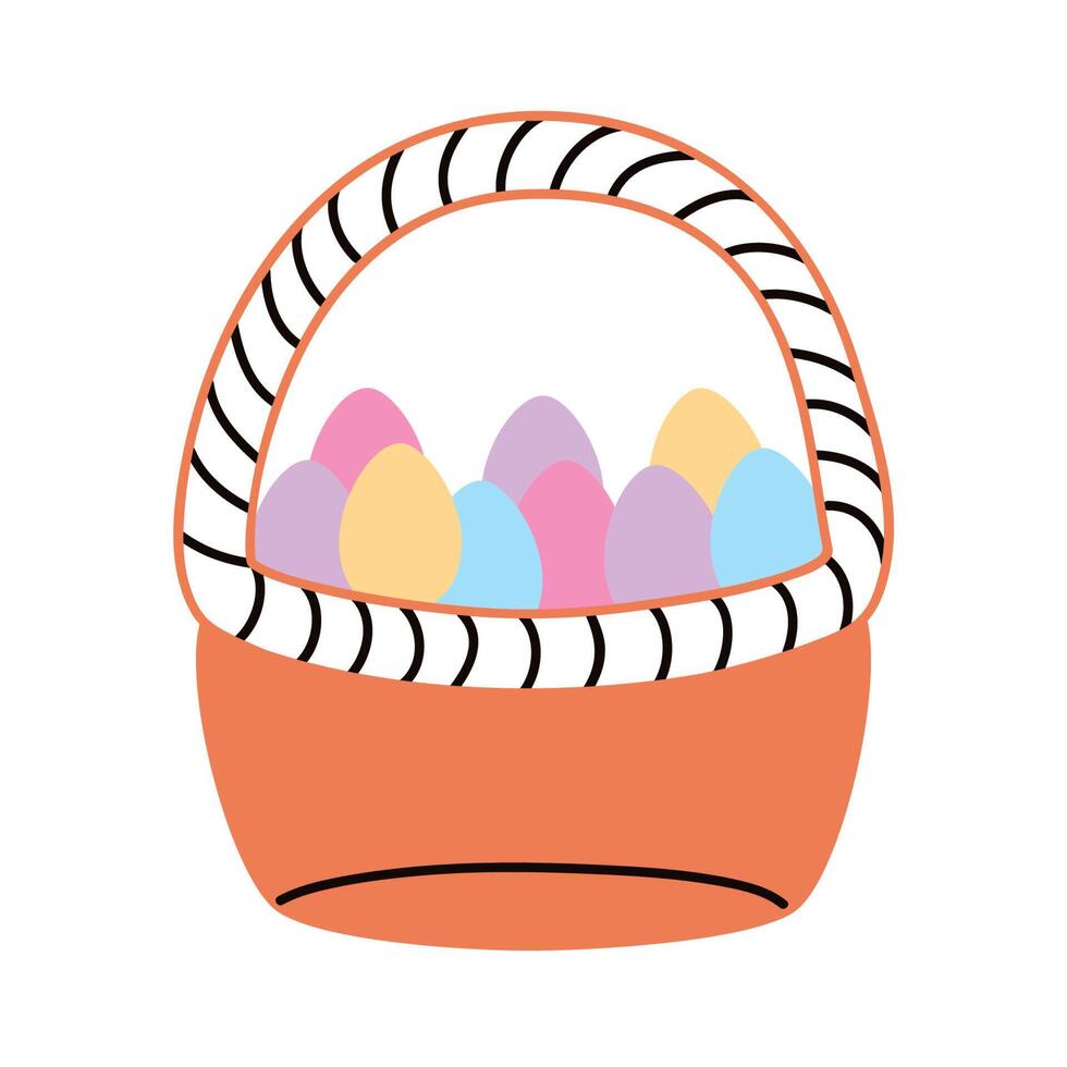 basket with eater eggs vector