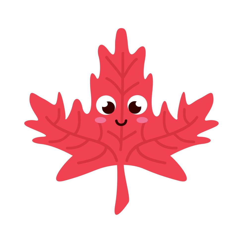 red maple leaf kawaii vector