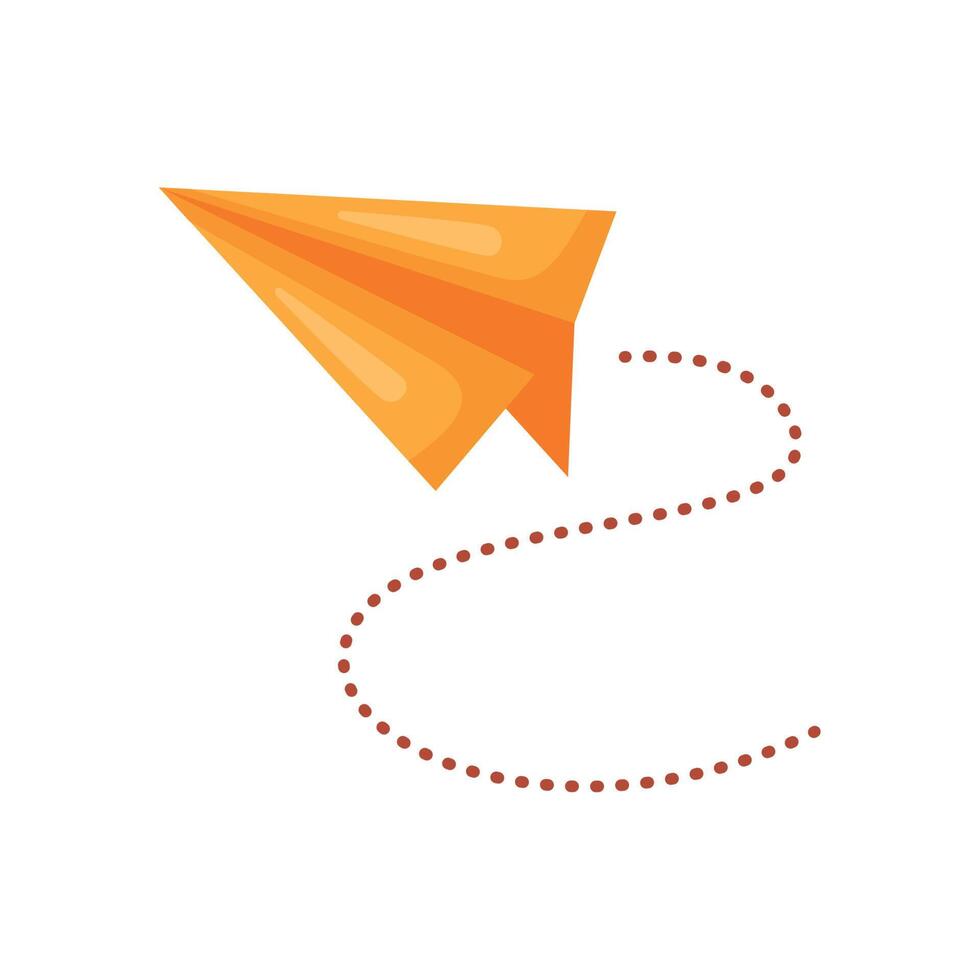 orange paper airplane flying vector