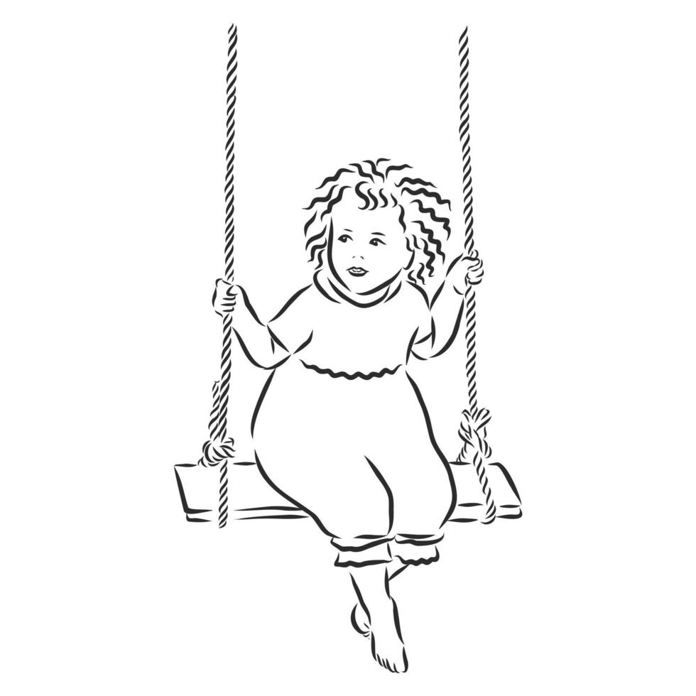 children's swing vector sketch
