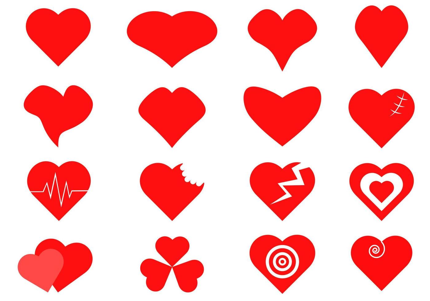 Icon full heart has a variety of shapes, used for many meaningful works, such as red hearts, and lightning hearts. half heart wave heart vector