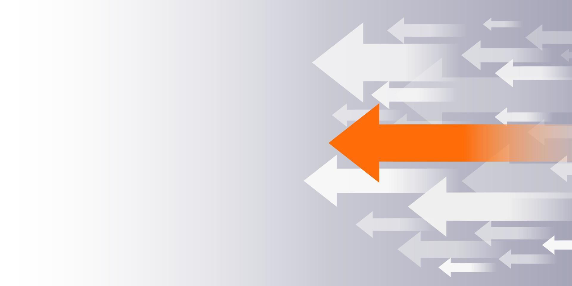 Moving forward arrows are surrounded by white arrows like a business surrounded by competitors. vector