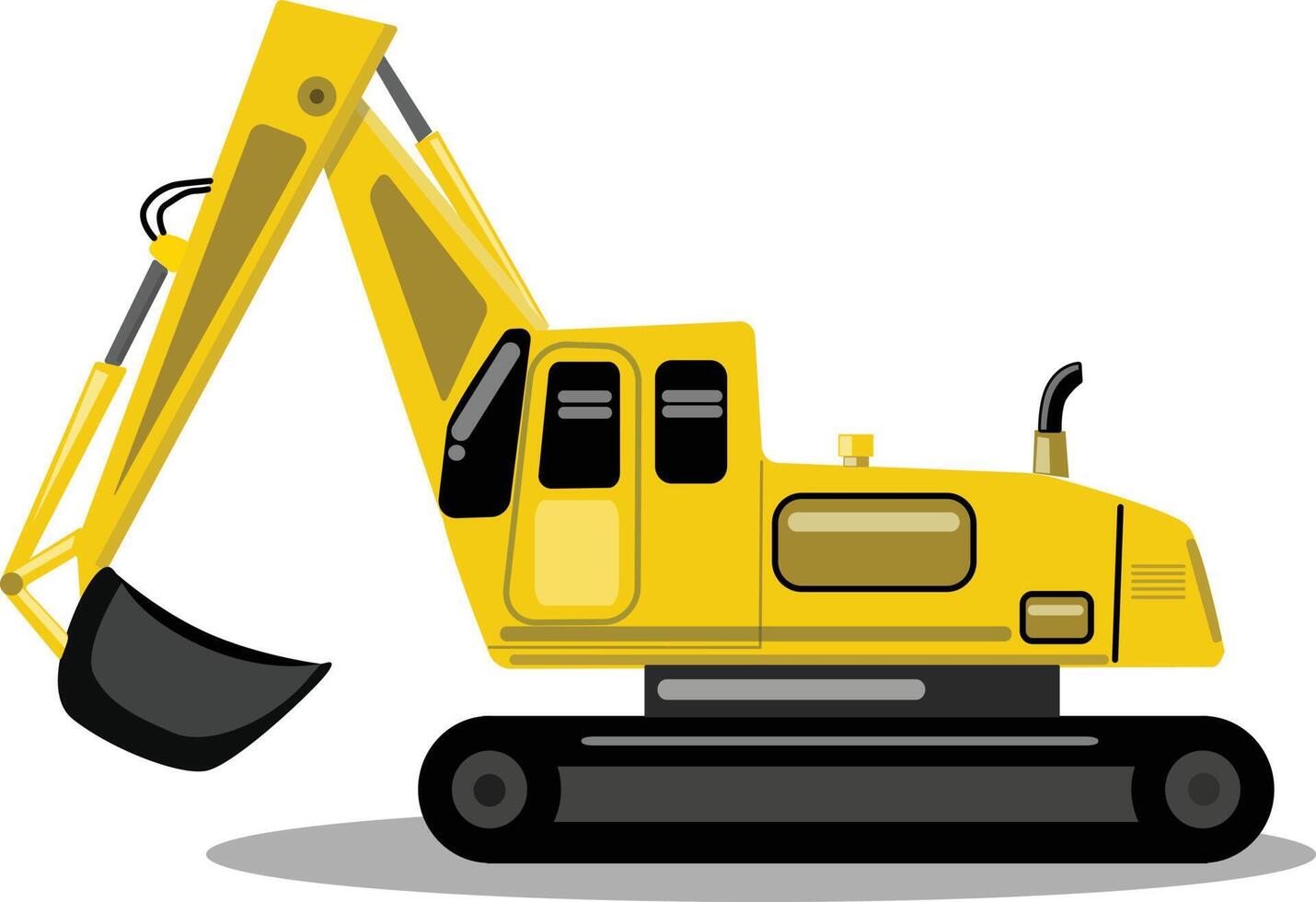 an excavator toy in yellow color in cartoon style vector