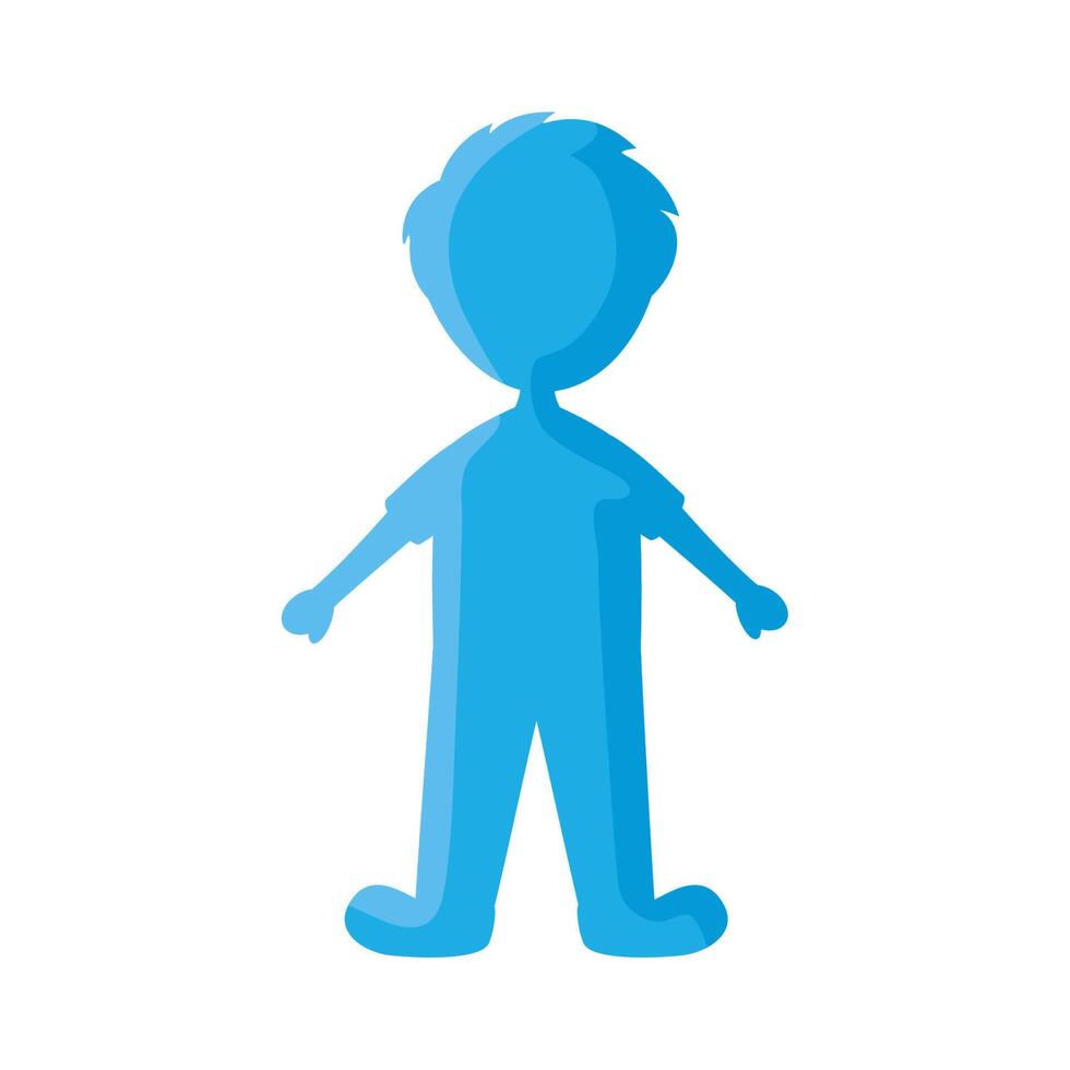 blue little boy silhouette vector