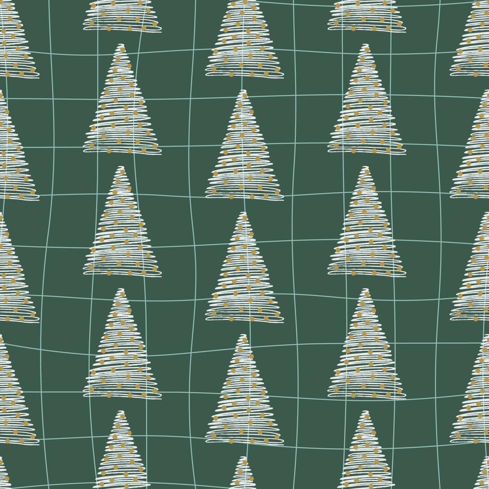 Christmas seamless pattern with small hand drawn fir tree. Vector illustration for wrapping paper, scrapbook etc