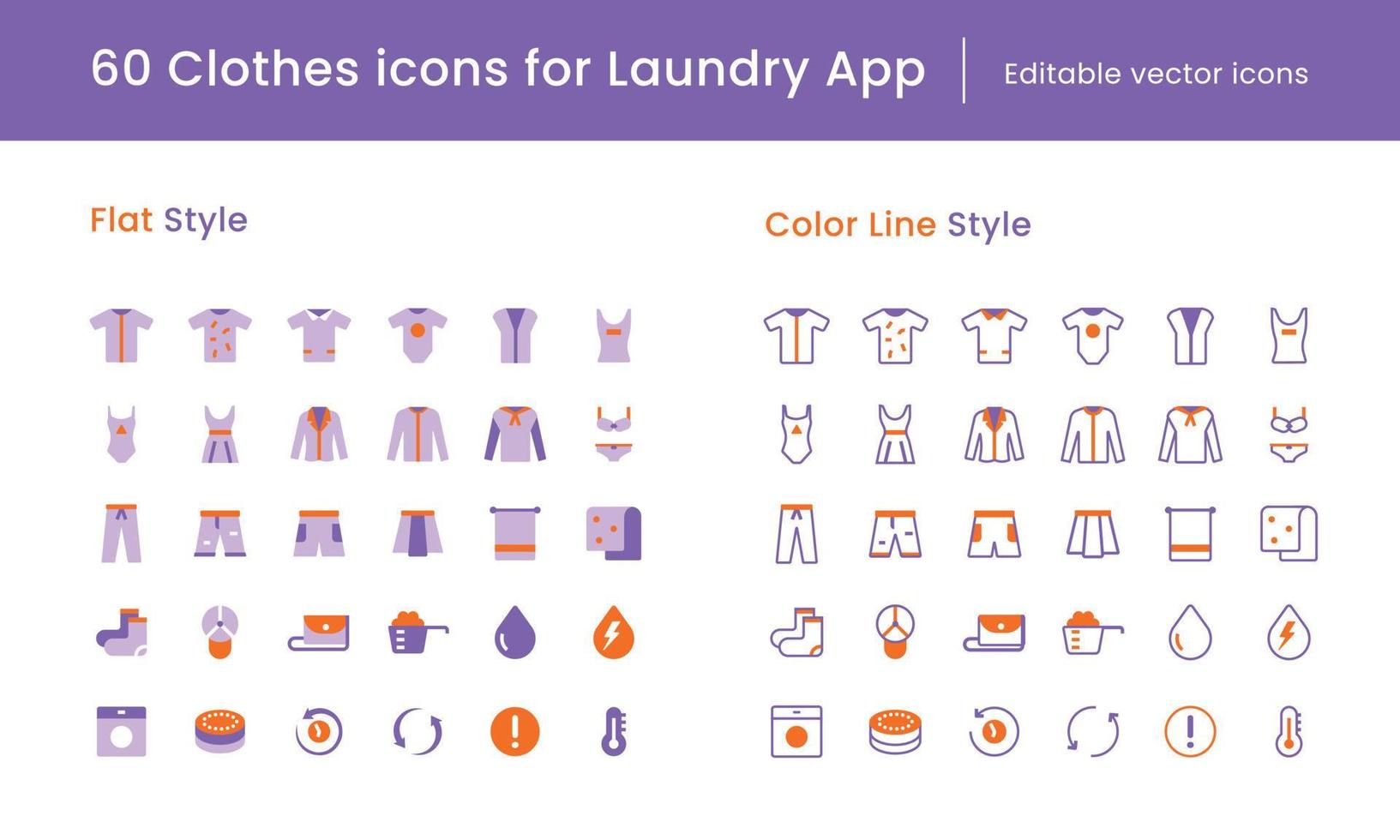 60 Clothes icons for Laundry Application vector