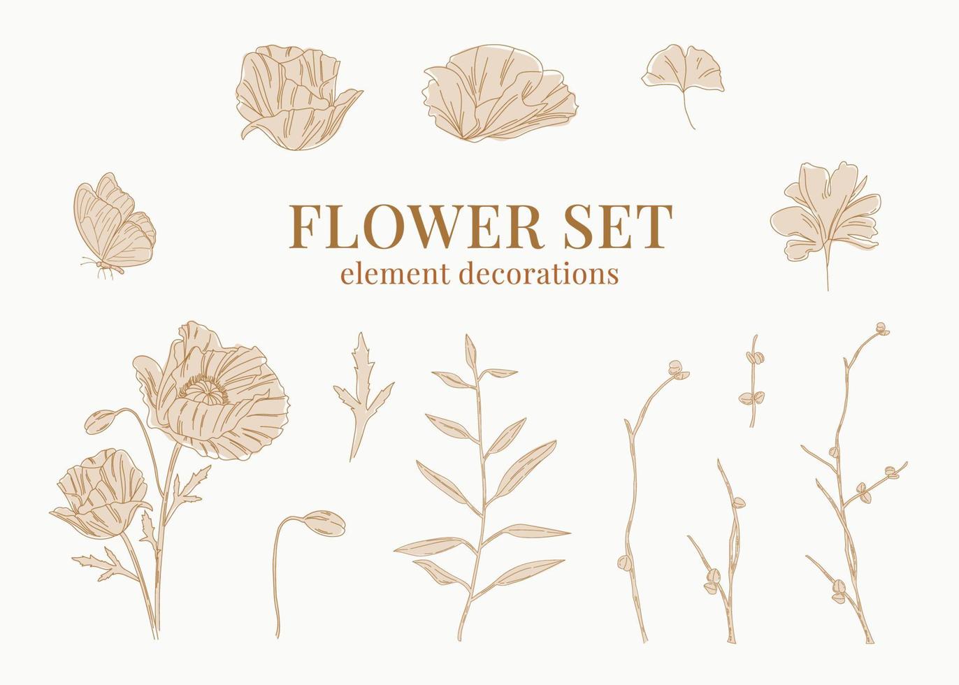 conjunto de decoraciones de elementos de flores vector