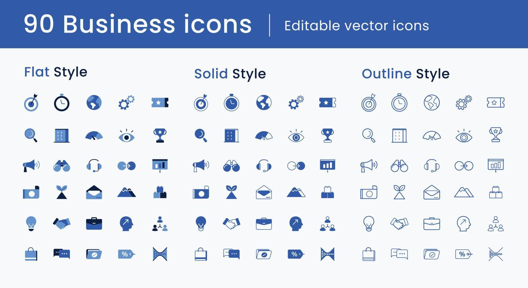 90 Business icons set vector
