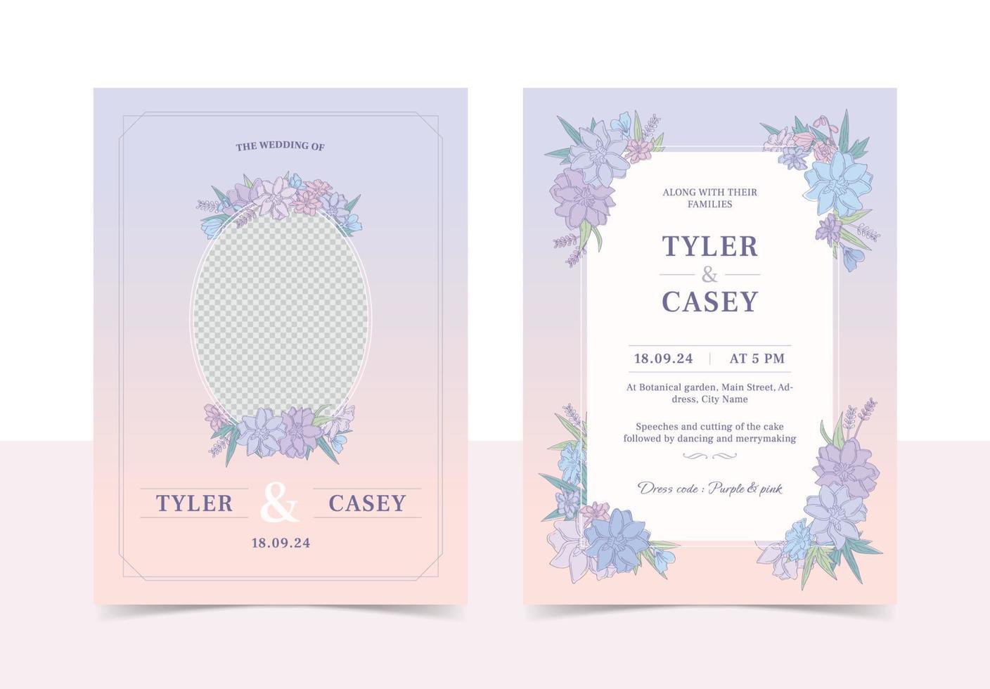 Classy wedding invitation card vector