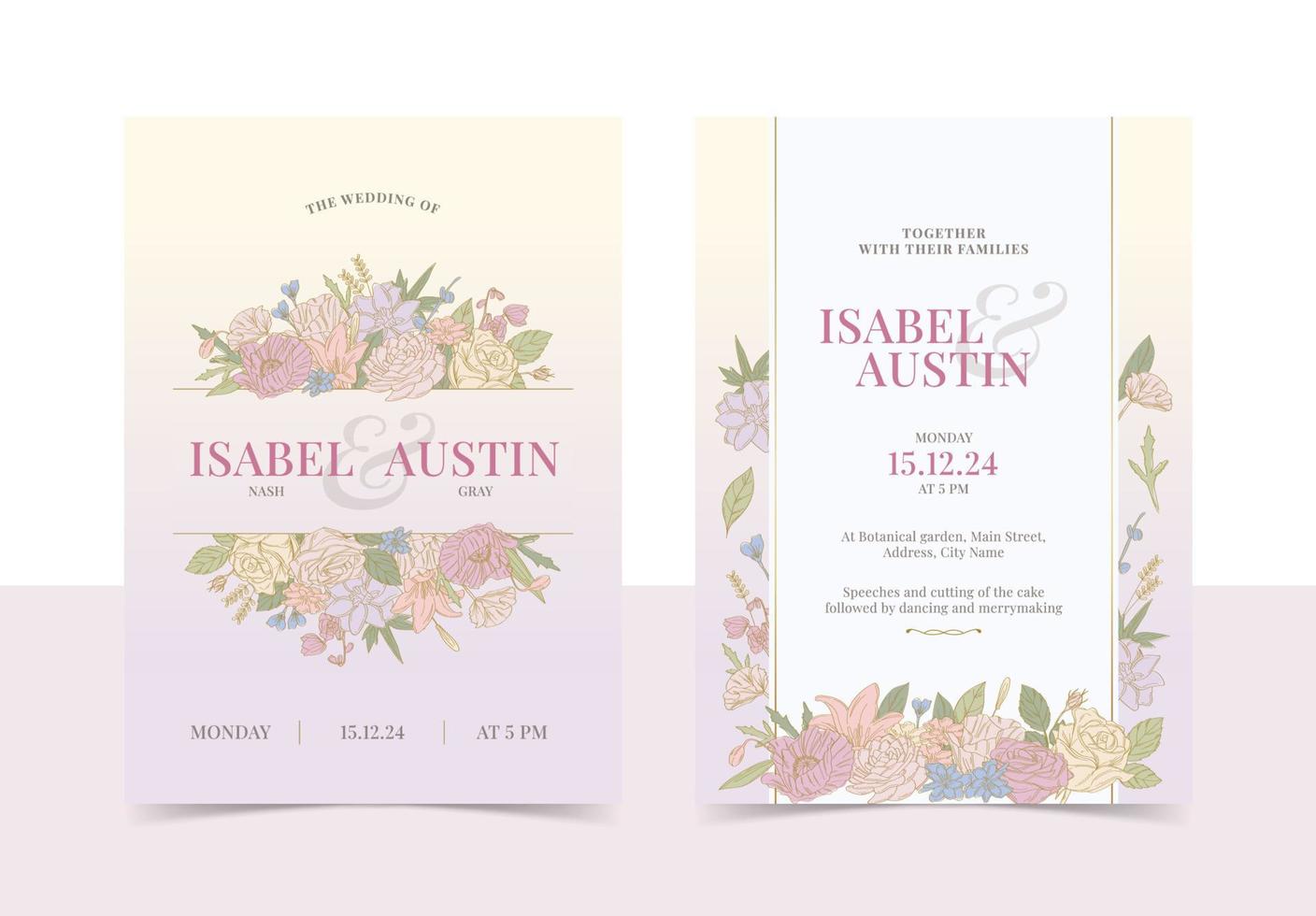 Paradise wedding invitation card vector