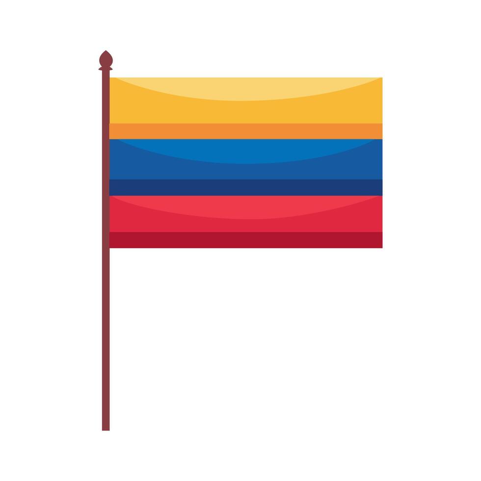 colombian flag in pole vector